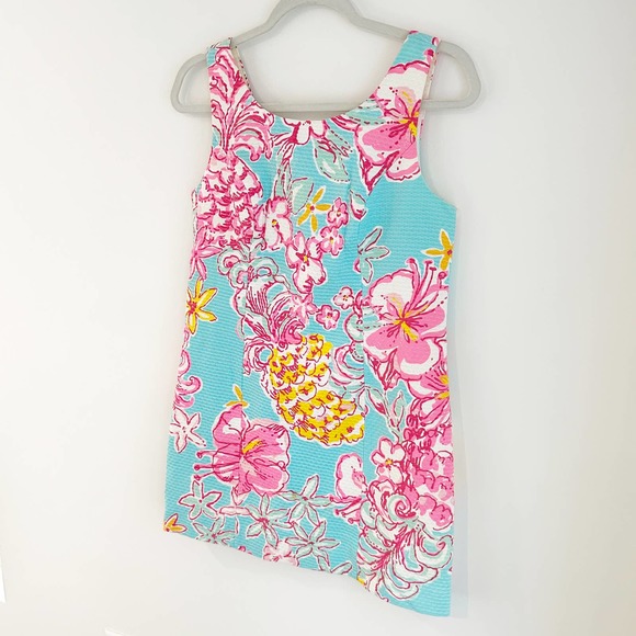 Lilly Pulitzer Floral Cathy Sheath Lolita Dress Teal Pink Sleeveless 2 - Picture 4 of 11